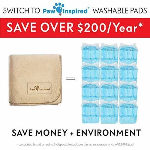 Paw Inspired Washable Pee Pads for Dogs - 4XL 72 x 72, Puppy Training Pads, Wat