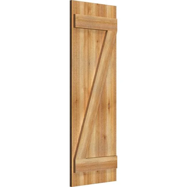 16 7/8x22W x 47x22H TimberCraft Five 3 3/8x22 Boards Joined Board-n-Batten Shutters w/Z-Bar - Rough Sawn Western Red Cedar (Per P
