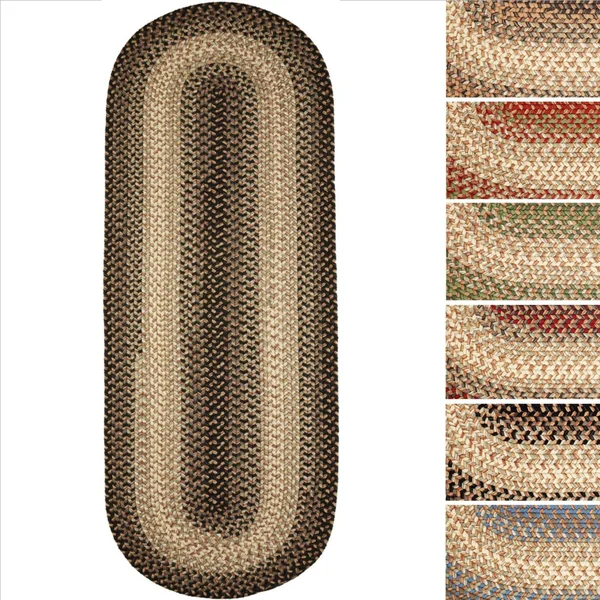 Ellsworth Indoor - Outdoor Reversible Braided Runner Rug by Rhody Rug (2& x 6&) Blue Lake