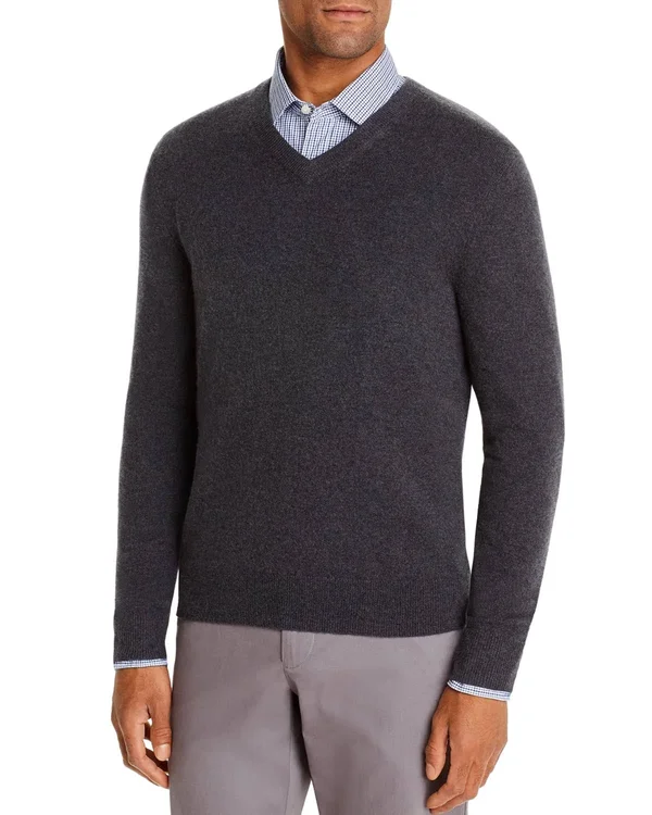 Bloomingdale&s Ivory Cashmere V-Neck Sweater - US Medium
