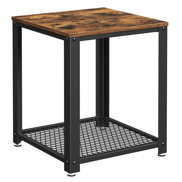 VASAGLE Industrial End Table 2-Tier Side Table with Storage Shelf Sturdy Easy...