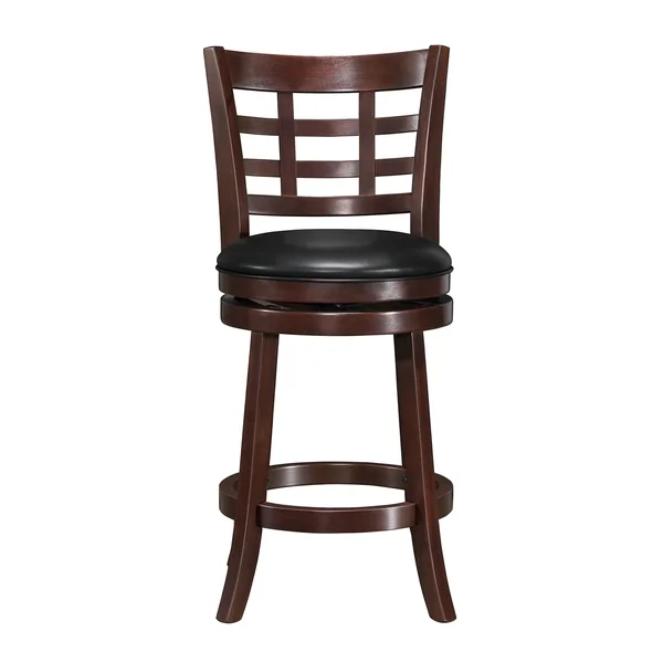 Inspire Q Verona Cherry Swivel 24-Inch High Back Counter Height Stool by Classic, Black Lattice