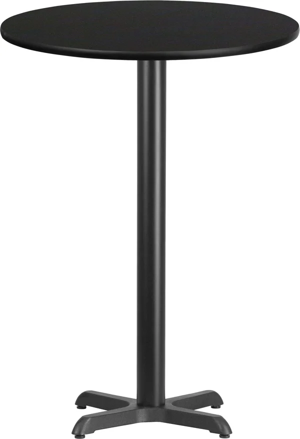 Flash Furniture 30&& Round Laminate Table Top with 22&& x 22&& Bar Height Table Base Black