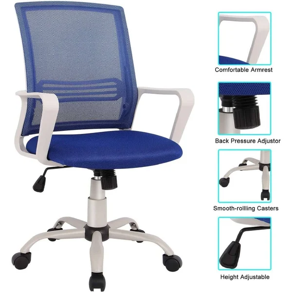 SMUGDESK Office Chair, Mid Back Mesh Office Computer Swivel Desk Task Chair, Ergonomic Executive Chair with Armrests Features