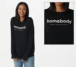 Peace Love World Comfy Knit Affirmation Top, Size Small, Black