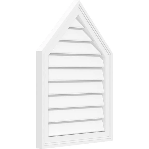 Ekena Millwork GVPPE24X3402SF-06 24x22W x 34x22H Peaked Top Surface Mount PVC Gable Vent 6/12 Pitch: Functional, w/ 2x22W x 1-1