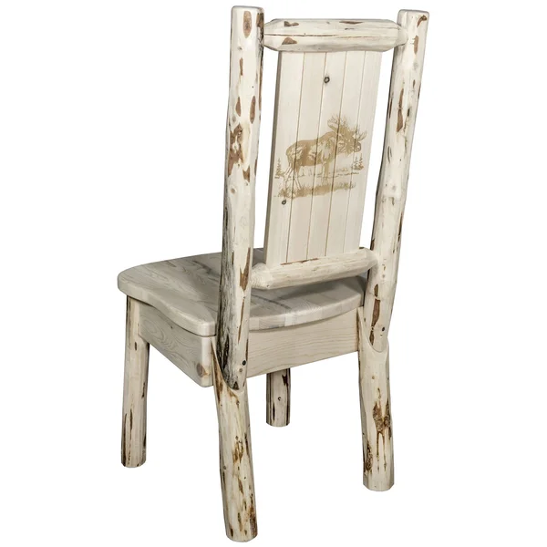 Montana Woodworks Montana Collection Side Chair w/ Laser Engraved Moose Design - Clear Lacquer Finish