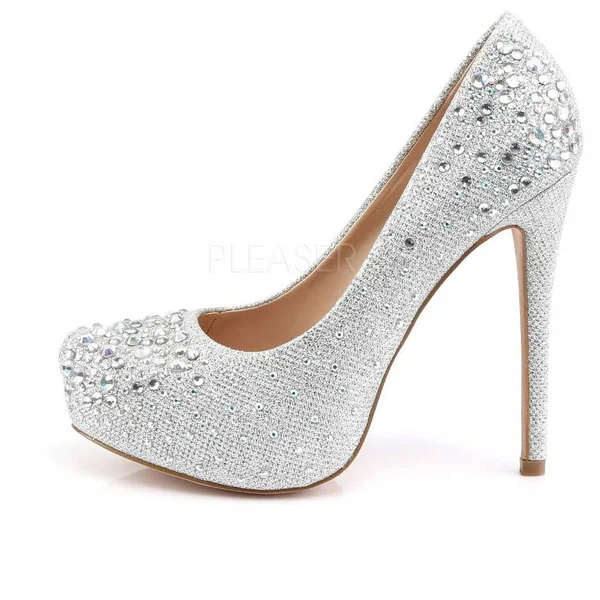 Fabulicious DEST06R_SGFA-7 1 in. Hidden Platform Pump Shoe - Silver, Size 7