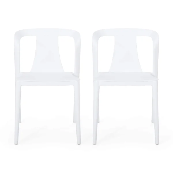 Orchid Outdoor Stacking Dining Chair (Set of 2) by Christopher Knight Home - 21.50x22 W x 19.50x22 D x 30.50x22 H - White