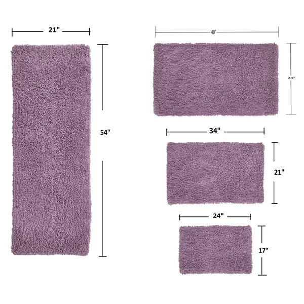Waterford 3 Piece Bath Rug Set 17x24 21x34 24x40 Natural - Beige