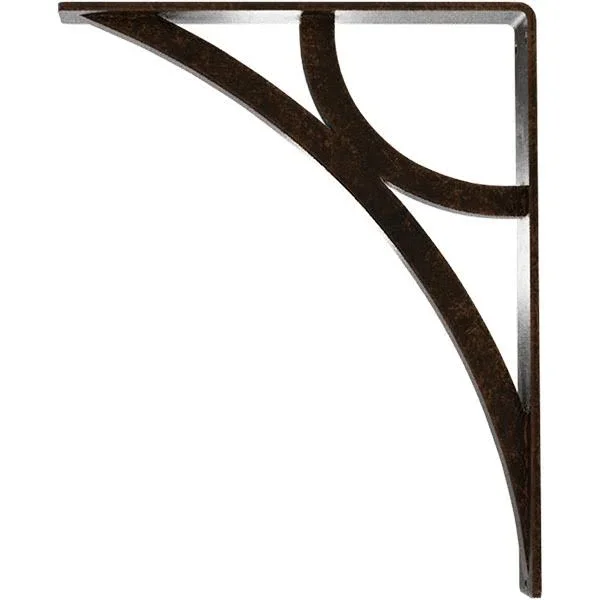 Ekena Millwork BKTM02X10X12TGLABZ 2x22W x 10x22D x 12x22H Galveston Wrought Iron Bracket - (Triple Center brace), Antiqued Bronze