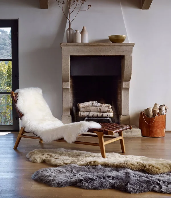 Ugg Sheepskin Area Throw Rug - Grey