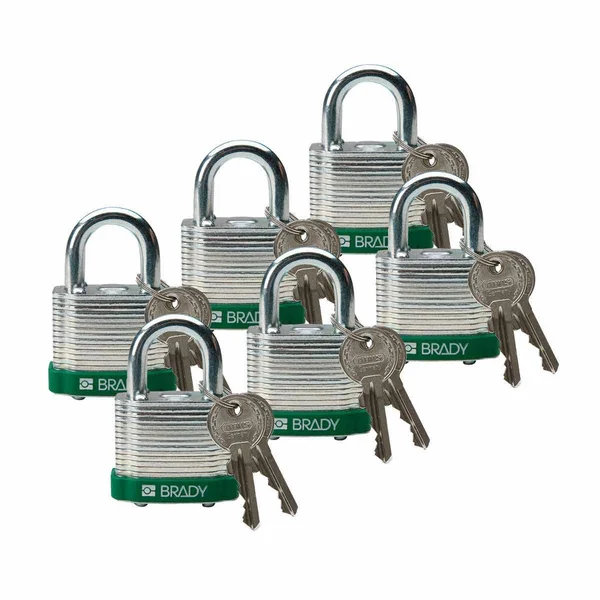 Brady 51281, Green Steel Padlock with 0.75x22 Shackle