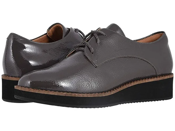 SoftWalk Women's Willis Oxford, Size: 10, Dark Grey Patent Leather