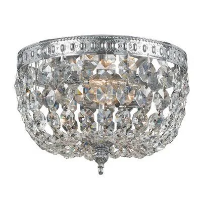 House of Hampton Milan 2-Light Flush Mount Finish: Chrome - Crystal Grade: Majestic Wood Polished