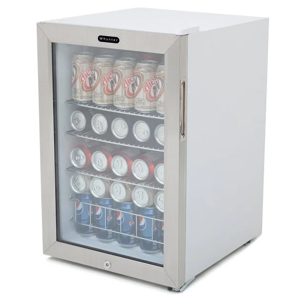 Whynter BR-091WS 90-Can Beverage Refrigerator with Lock, White