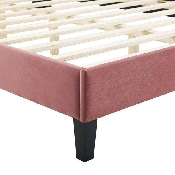 Lindsey Performance Velvet King Platform Bed - Dusty Rose