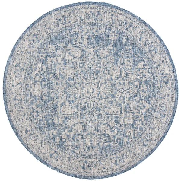 Safavieh Courtyard Collection CY8671-368 Indoor/Outdoor Area Rug, 6& 7x22 Square, Navy/Grey