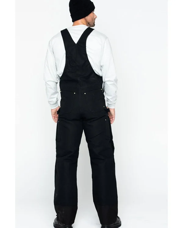 Carhartt Men's Black Duck Zip-To-Thigh Quilt-Lined Bib Overalls