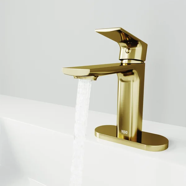 Vigo Davidson Single Hole Bathroom Faucet with Deck Plate in Chrome