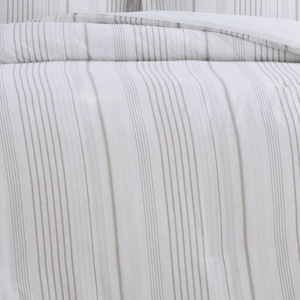 Cottage Classics Warm Hearth Stripe Comforter Set Beige Full/Queen
