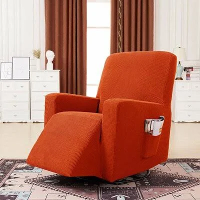 Jacquard Spandex Stretch Box Cushion Recliner Slipcover Ebern Designs Color: Orange