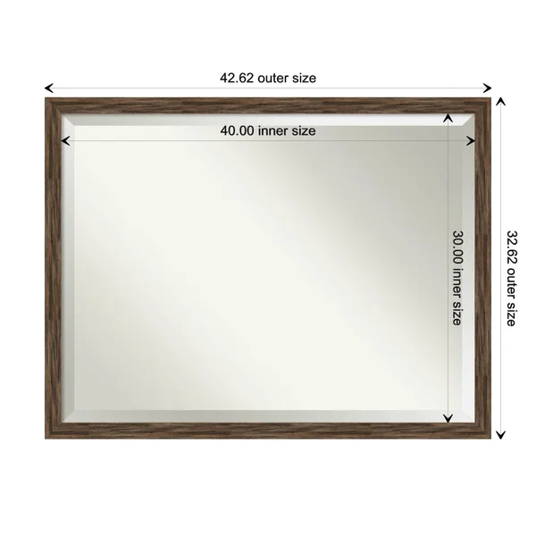 Amanti Art Regis Barnwood Mocha Narrow Frame Collection 20.62-in Matte Brown Rectangular Bathroom Mirror - DSW5247139