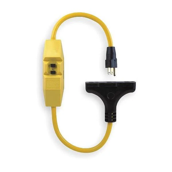 Power First 2XYR8 Line Cord GFCI, 2ft, 15A, Yel, 120V
