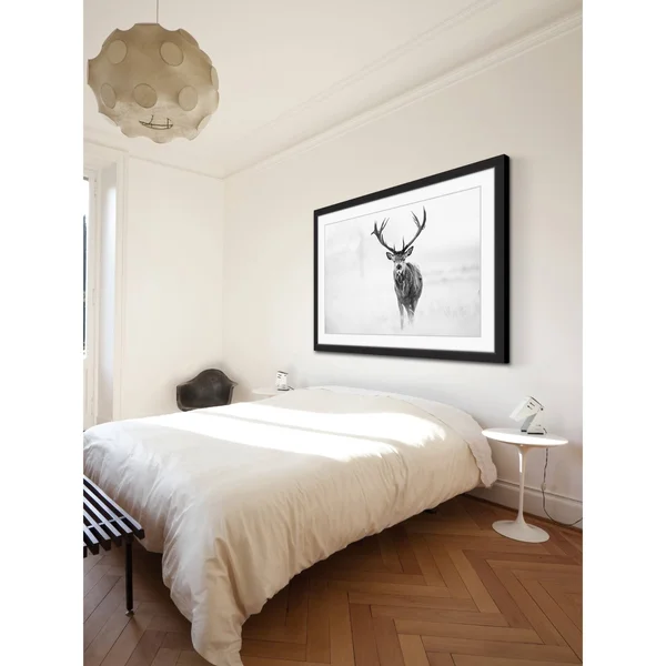 Elk Stare Framed Painting Print - Size: 16 inch x 24 inch, Black