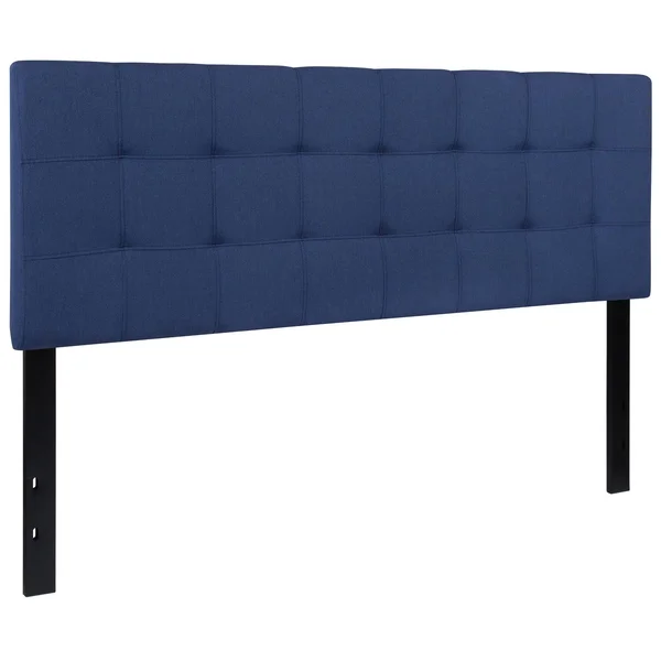 Emma + Oliver Quilted Tufted Upholstered Queen Size Headboard in Navy Fabric