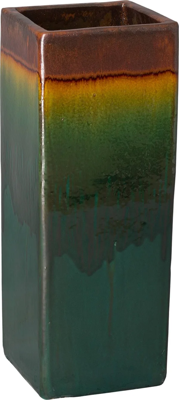 Emissary 32 in. Green Cove Square Tall Ceramic Pot