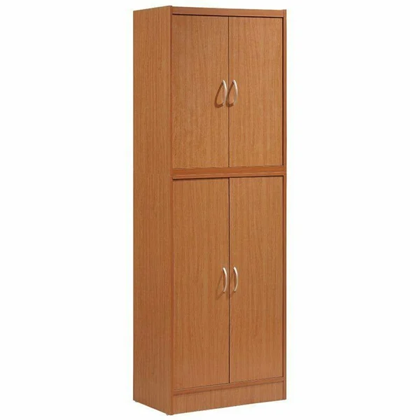 Hodedah 4 Door Kitchen Pantry with 4 Shelves in Cherry - Cherry