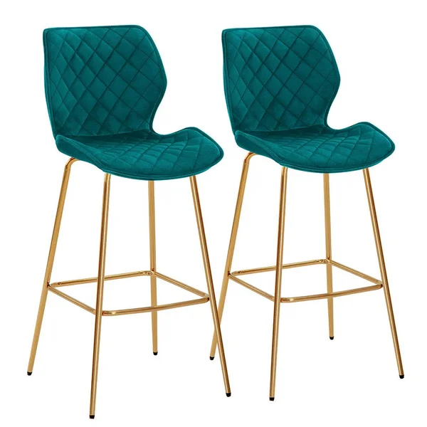 Duhome Set of 2 Velvet Upholstered Barstools with Back Bar Chairs 30'' Height for Kitchen Bar Pink - Size: One Size