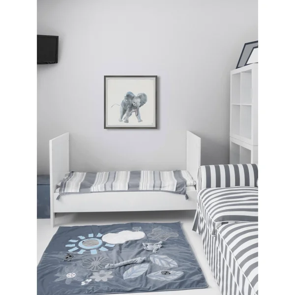 Marmont Hill Playful Elephant Framed Wall Art, Size: 18 inch x 18 inch, Gray