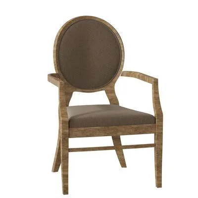 Oakridge Upholstered King Louis Back Arm Chair Fairfield Chair Body Fabric: 8789 Pewter - Frame Color: Rustic Portobello