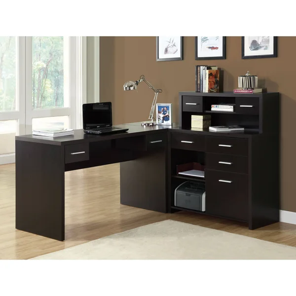 Monarch Specialties L-Shaped Executive Desk, Brown