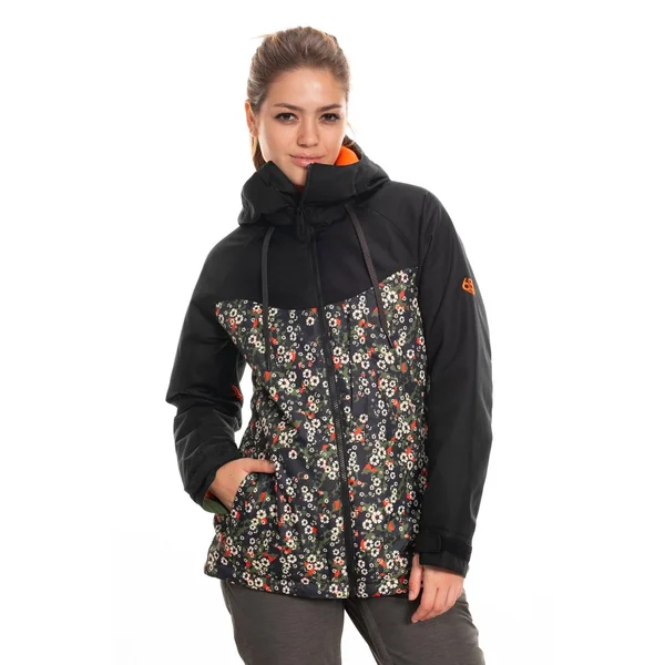 686 Women's Athena Insulated Jacket Black Speckle Colorblock - L