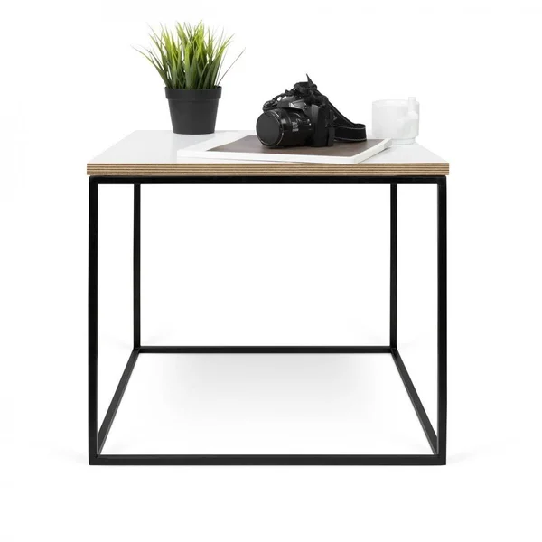 Temahome Gleam 20x22x20x22 Side Table - Oak, Chrome