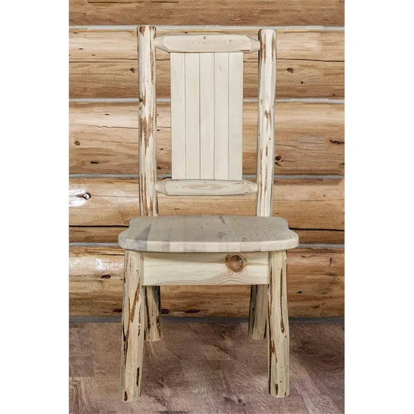 Montana Woodworks Montana Collection Side Chair w/ Laser Engraved Moose Design - Clear Lacquer Finish