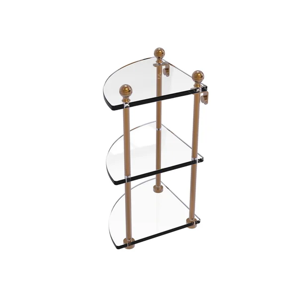 Allied Brass MA-6 Mambo Collection 3 Tier Corner Glass Shelf - Satin Chrome