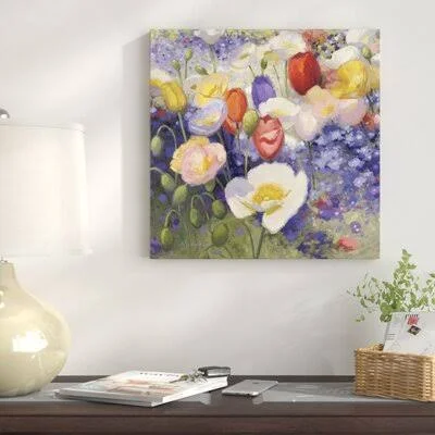 East Urban Home Tulips and Poppy Party Print on Canvas Size: 18x22 H x 18x22 W