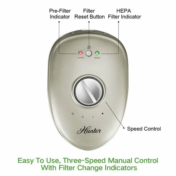 Hunter Ht1701 HEPA+ Air Purifier with Viro-Silver Technology for Large-Sized Rooms - Champagne Gold White