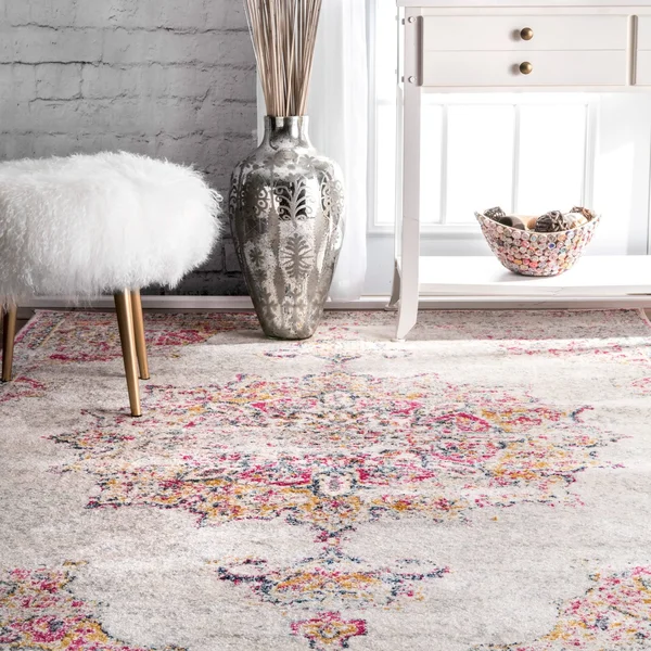 nuLOOM Leola Vintage Medallion Blue 4& x 6& Area Rug