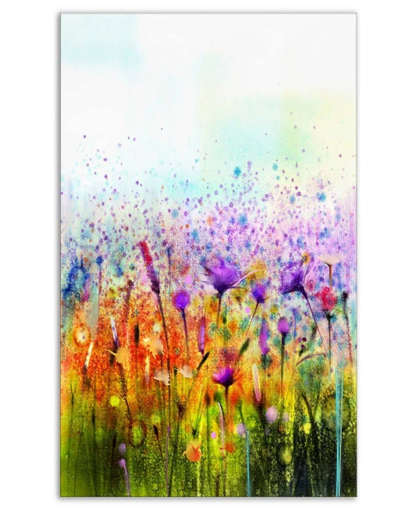 Abstract Cosmos of Colorful Flowers - Large Flower Canvas Wall Art - Red - 12 in. Wide x 20 in. High