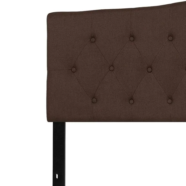 Alamont Arched Button Tufted Upholstered King Size Headboard in Dark Brown Fabric