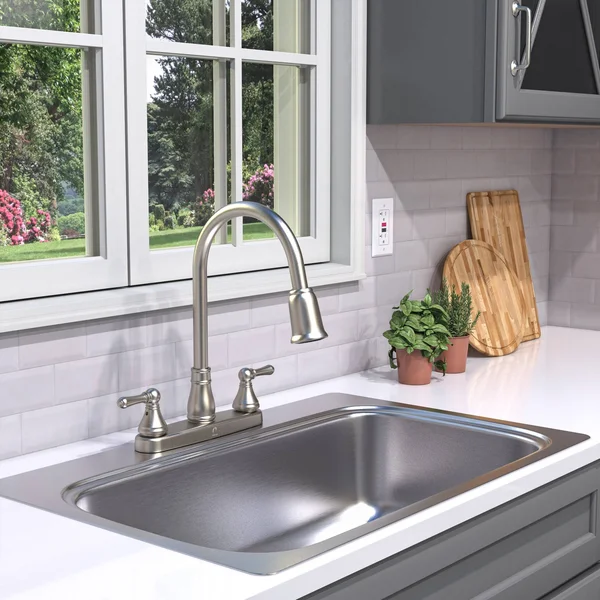 Belanger EBE78WBN2 Non-Metallic Two-Handle Pull-Down Kitchen Faucet - Brushed Nickel