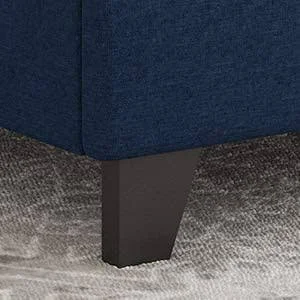Navy Blue Queen Size Platform Bed Frame Wingback Fabric Upholstered
