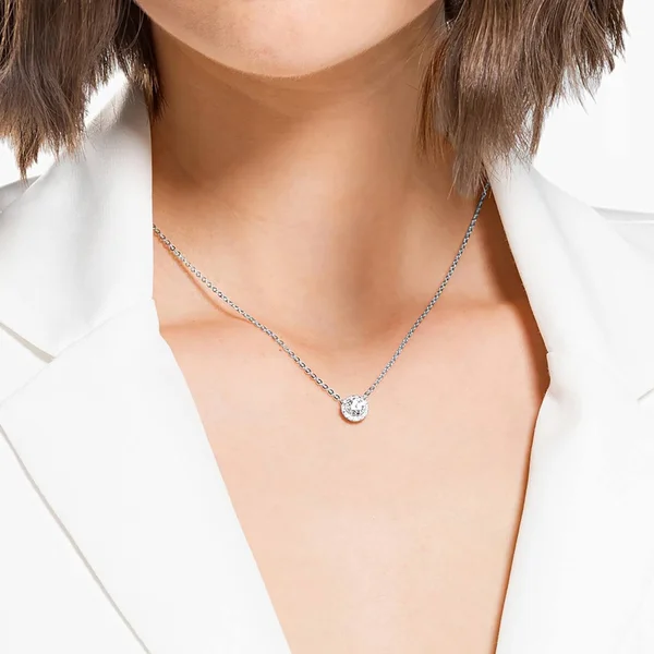 Swarovski Angelic Round Pendant - White, Rhodium Plated