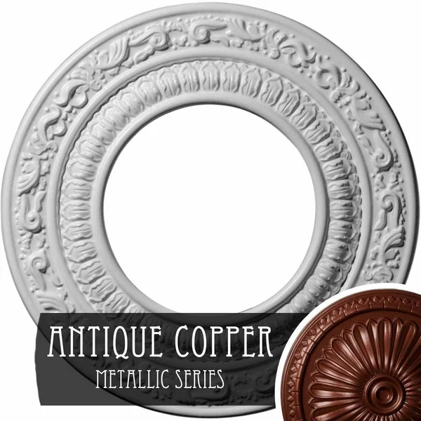 8 1/8x22OD x 4 1/8x22ID x 1/2x22P Andrea Ceiling Medallion (Fits Canopies Up to 4 1/8x22), Hand-Painted Silver