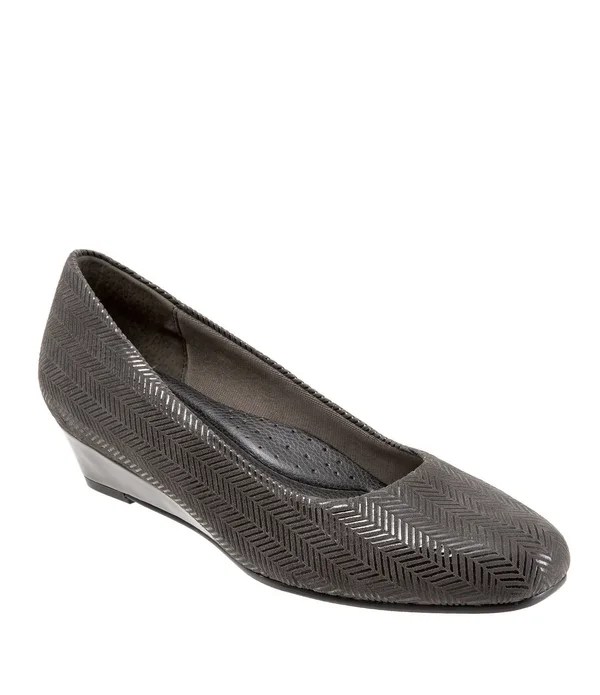 Trotters Women's Lauren - Dark Grey Suede/Patent Leather